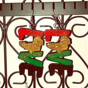 Hand Painted Wooden Africa Earrings